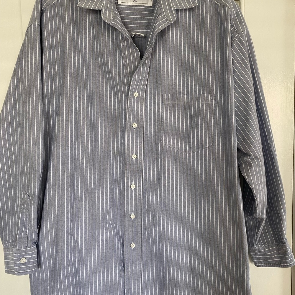 Frank & Eileen Shirley Oversized Blue Striped Button Down Shirt